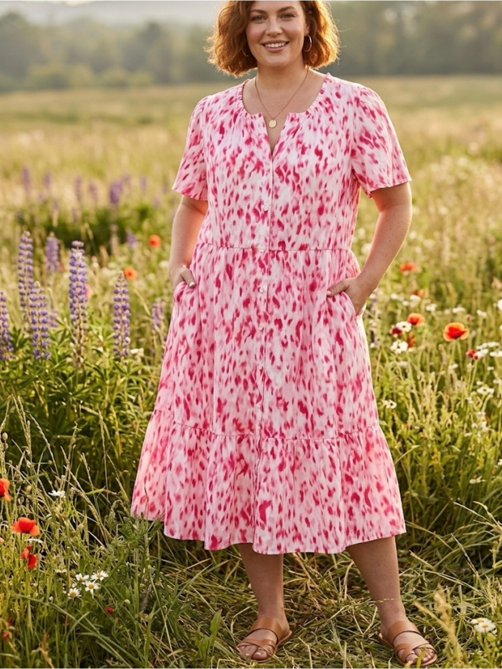 🌞NWT🌞 89TH + MADISON Ruffle Button Front Dress  Size 2X